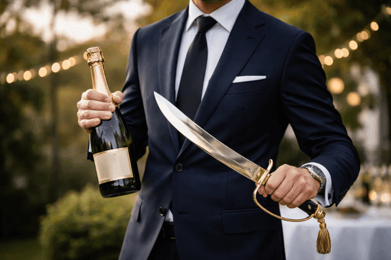 https://www.californiachampagnesabers.com/wp-content/uploads/2026/04/Elegant-man-in-a-navy-suit-holding-a-champagne-bottle-and-champagne-saber-at-an-outdoor-celebration.png